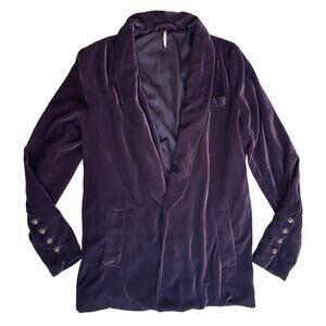 Free People Yesterday's Muse Purple Velvet Jacket Size XS